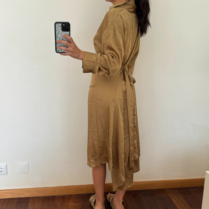 silky button up shirt style maxi dress