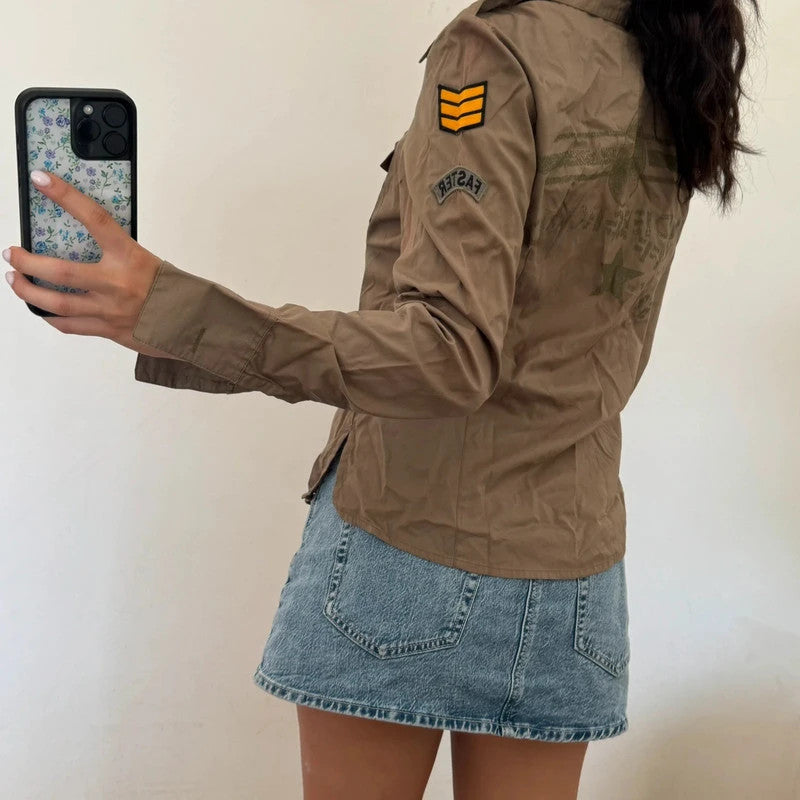 vintage army green military shirt