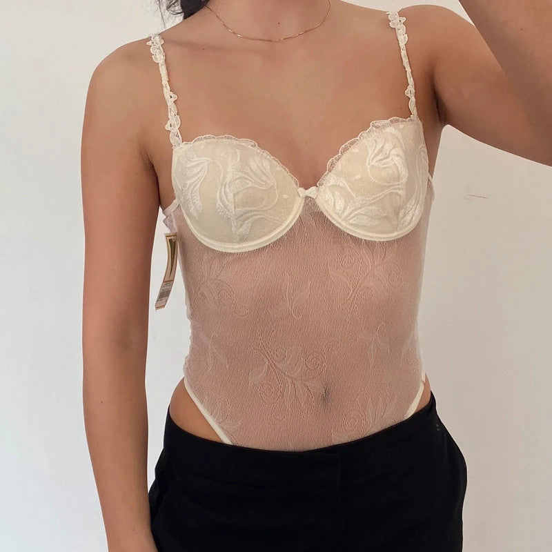 vintage lingerie lace bodysuit top