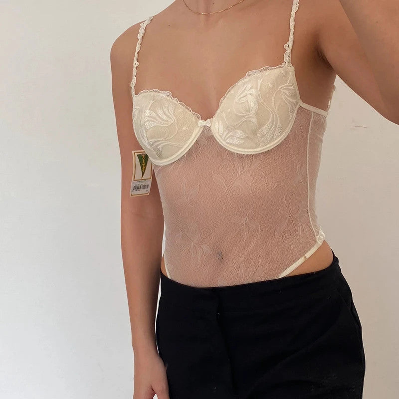 vintage lingerie lace bodysuit top