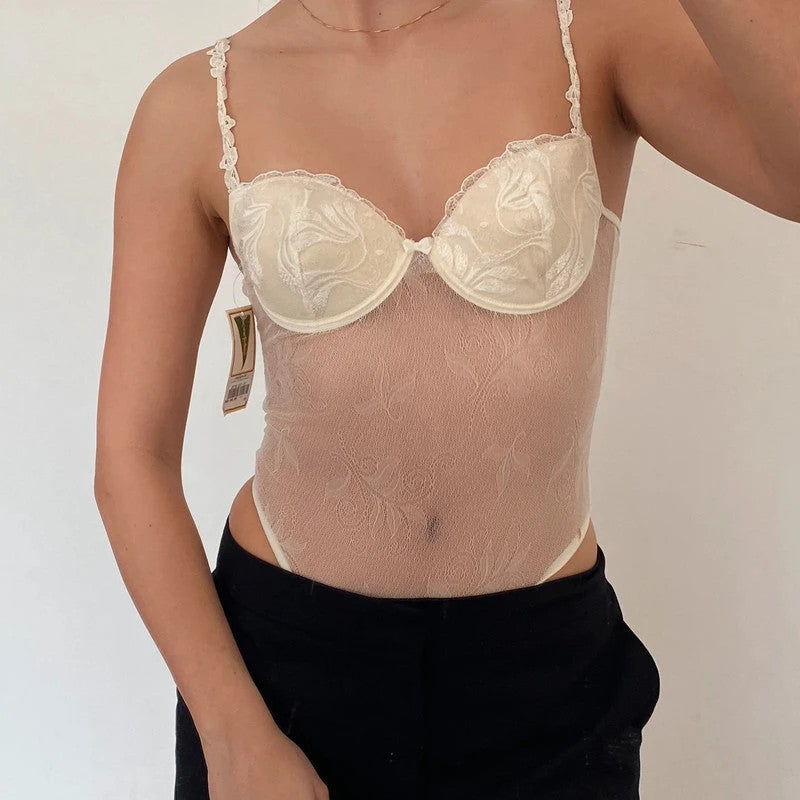 vintage lingerie lace bodysuit top