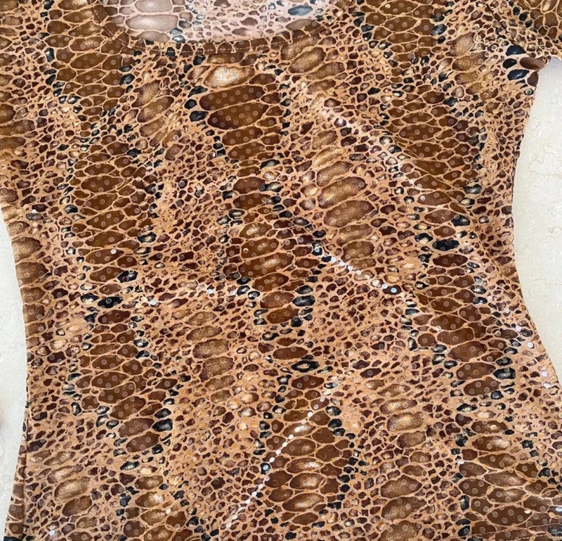 vintage sequined animal print longsleeve top