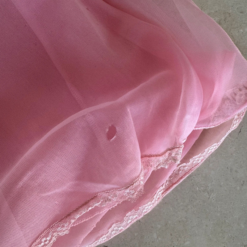 lingerie bubblegum pink babydoll lace sheer mini slip dress
