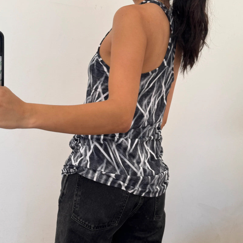 printed sporty athletic tank top