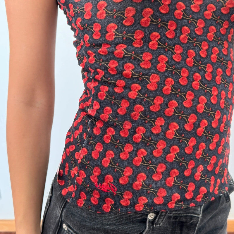 vintage guess all over cherry print cami top