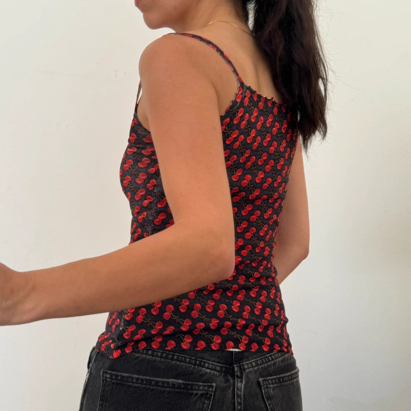vintage guess all over cherry print cami top