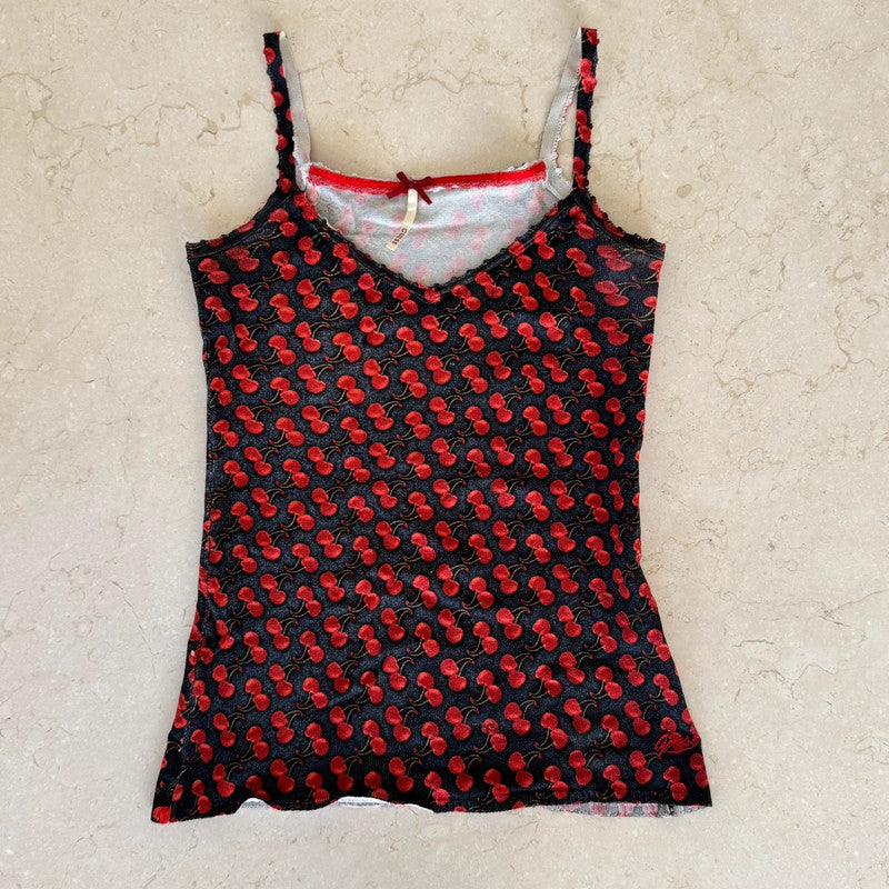 vintage guess all over cherry print cami top