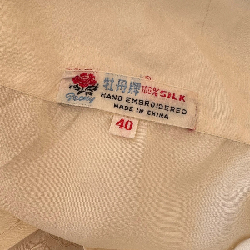 hand embroidered 100% silk button up shirt