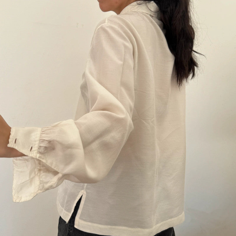 hand embroidered 100% silk button up shirt