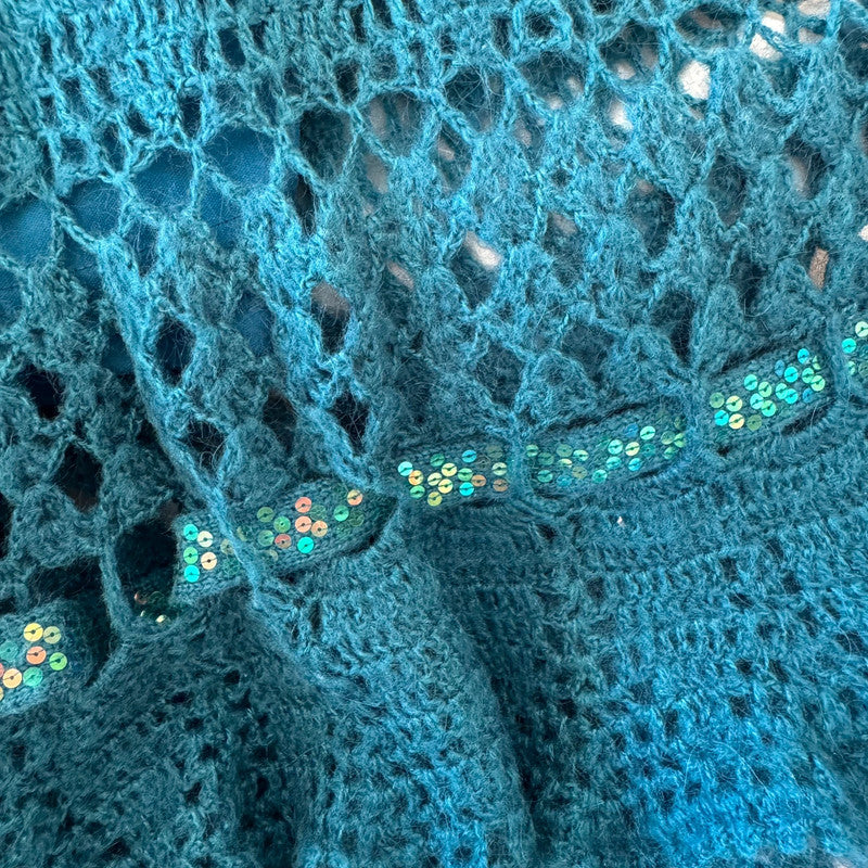 vintage unique crochet sequined midi skirt